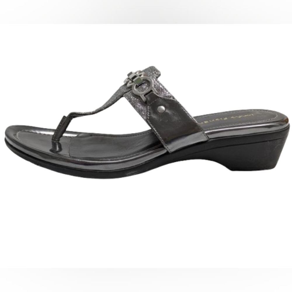 Marc Fisher Alynda t-strap glitter wedge heels size 8M